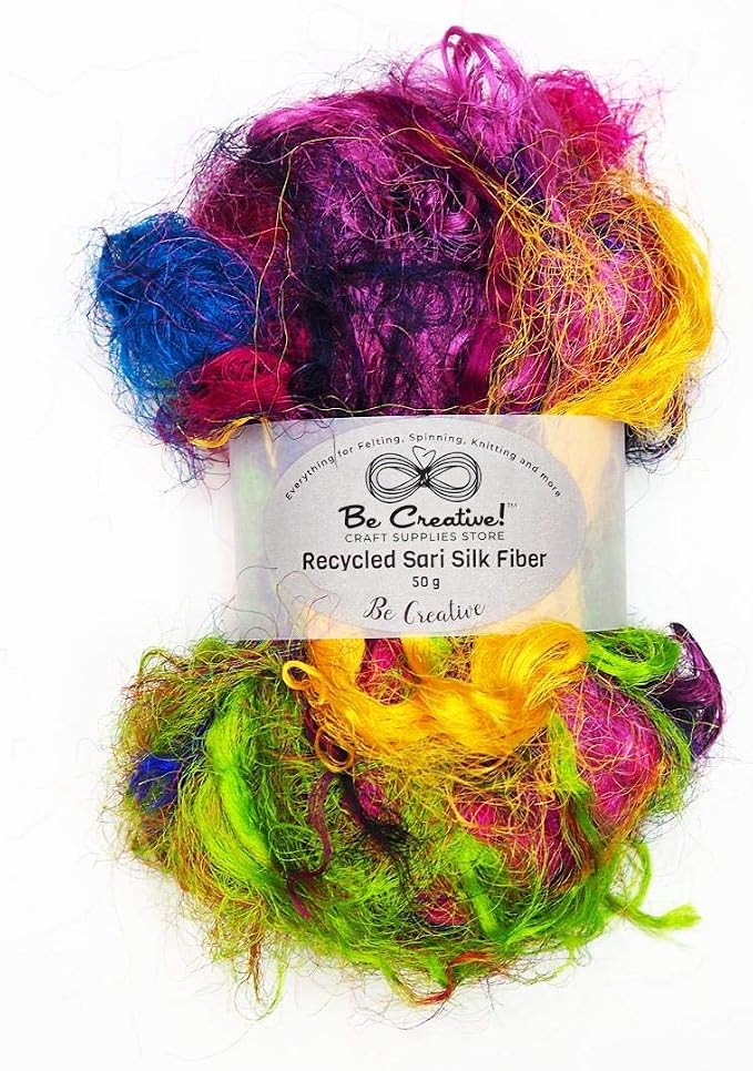 Recycled Silk Fiber Mix 50g by BECREATIVECRAFTSUPPLIESSTORE