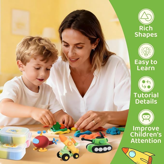 Both idea Air Dry Clay Kit, Camo Theme | 12 Packs, Non-Toxic Kids Gift | School - Image 2