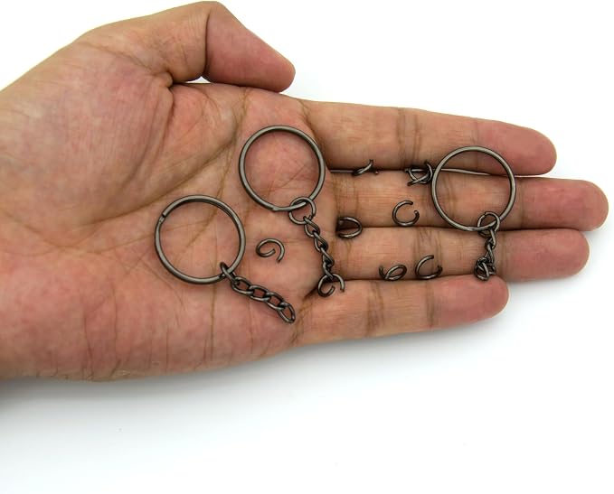 50Sets 1 inch Keychain Rings Gun Black Split Round Key Ring - Image 3