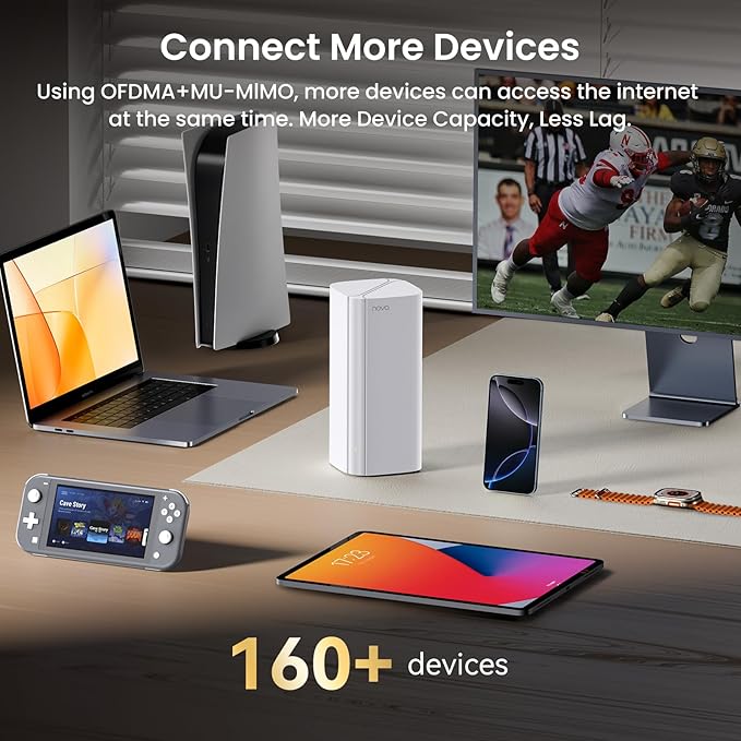 Tenda AX3000 Mesh WiFi 6 System Nova MX12-5000 sq.ft Coverage - Whole Home WiFi Mesh System - 1.7 GHz Quad-Core CPU - Dual-Band Mesh Network for 160+ Devices - 3 Gigabit Ports per Unit - 2-Pack