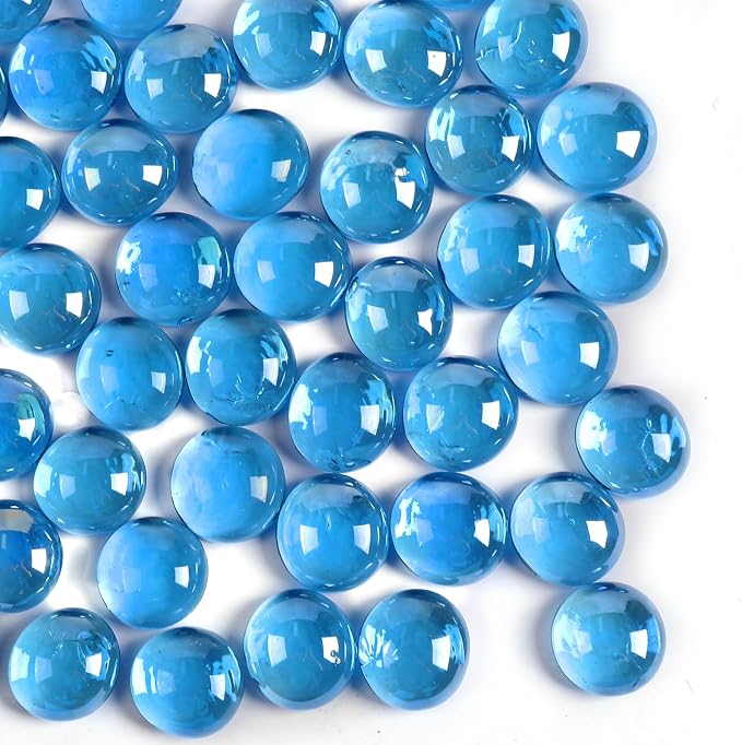 10 lb Light Blue Glass Beads for Vases, Flat Marbles Stones for Vase, by MBKHFLL