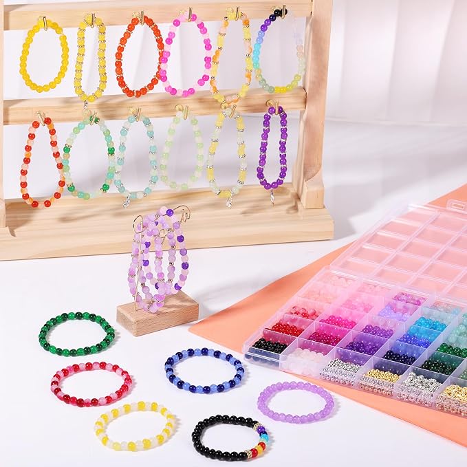1368pcs 6mm Glass Beads for Bracelets, 34 Colors Crystal Beads for Jewelry - Image 2