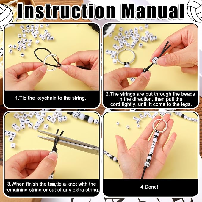 Landical 564 Pcs Volleyball Keychain Making Kit DIY Volleyball Bead Key Chain - Image 2