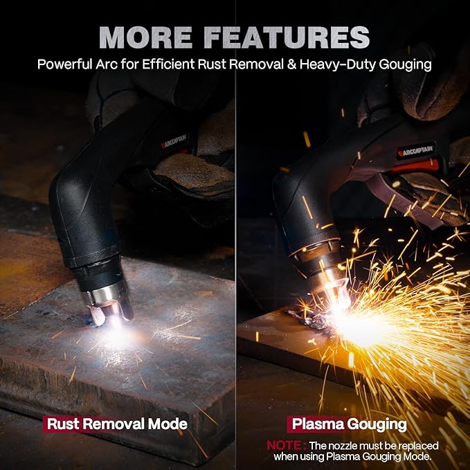 ARCCAPTAIN iControl [Non-HF] Plasma Cutter CUT55 MP with APP Control, 55Amp Blowback Pilot Arc, 120V/240V, Upgraded LED Display, Grid Cutting, Rust Removal, Plasma Gouging, Pressure Detection