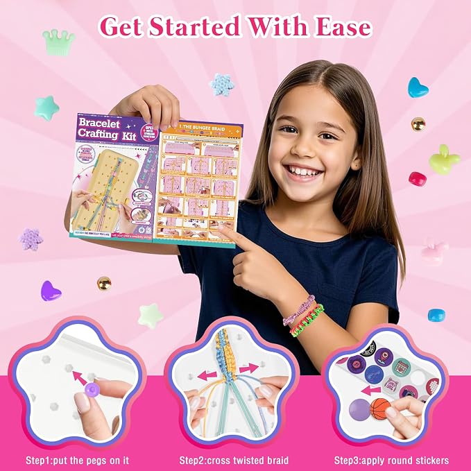 TingingYuli Friendship Bracelet Making Kit, 3-Layer Storage Box, Gift 6-12 | - Image 5