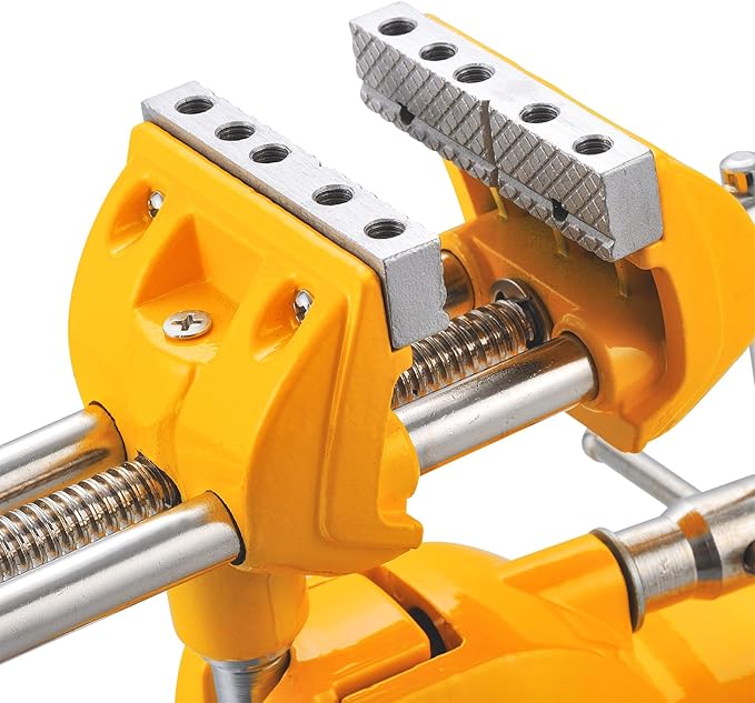 MAXMAN Bench Vise 3 Inch, Heavy Duty Home Bench Clamp with 360° Swivel Base, Multi-Purpose Cast Steel Table Vise, Vise Clamps Fixed Tool for Woodworking, Metalworking, Cutting Conduit, Drilling