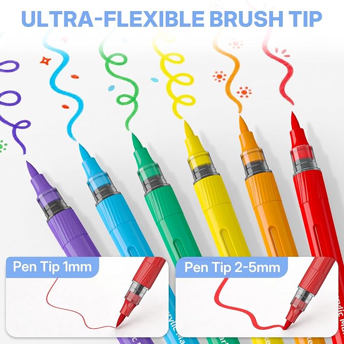 WUO 60 Colors Acrylic Paint Markers, Acrylic Paint Pens and Acrylic Markers - Image 4
