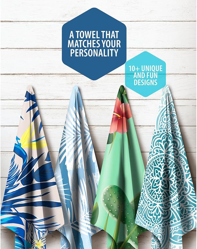 VENTURE 4TH Microfiber Beach Towel: Quick-Dry, Compact, Sand-Free, Absorbent, Sandproof and Lightweight - Perfect for Camping, Beach, and Roadtrips (Hibiscus Design | 35x78 inches)