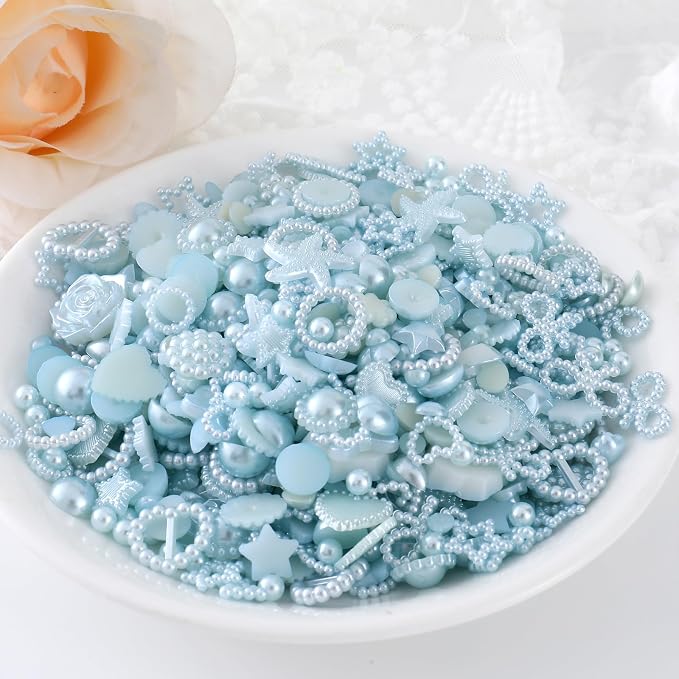 Chenkou Craft Blue Random 100g/lot 4-20mm Half Round Imitation Pearls Seastar - Image 2