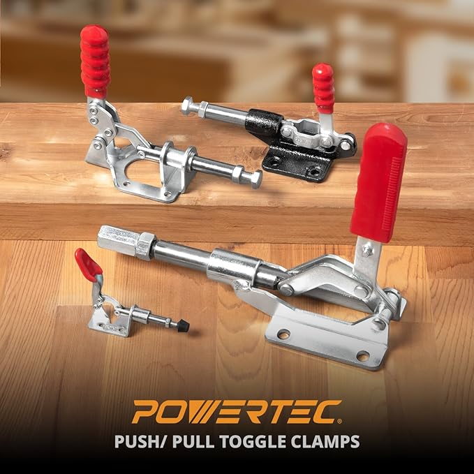 POWERTEC 1PK Toggle Clamp, 300lbs Holding Capacity, 302F Quick Release Push/Pull Clamp for Woodworking Jigs and Fixtures, Pocket Hole Jigs, Welding, CNC (20304)