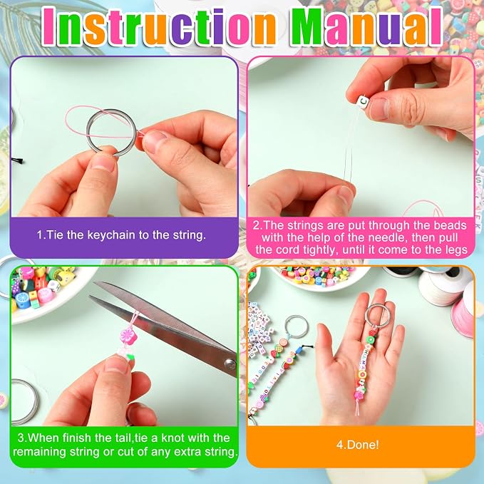 Landical 564 Pcs DIY Fruit Bead Keychain Kit Summer Key Chain Making Craft - Image 2