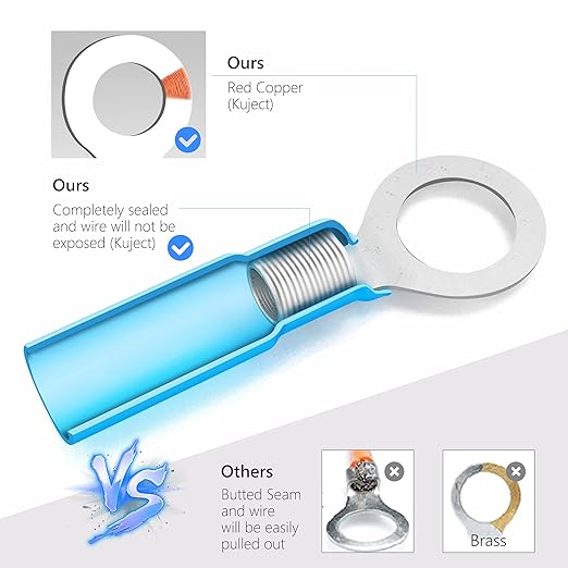 Kuject 130PCS Heat Shrink Wire Connectors Kit, Electrical Waterproof Crimp Butt Terminals, Insulated Spade Connectors for Automotive Marine Boat Truck, Include Rings Forks Spade Butt Splices