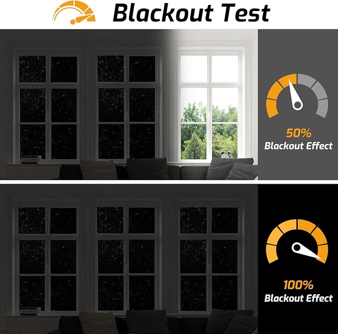 LUTE Blackout Window Film, Sun Light Blocking Window Film, 35.4" x 157.4" | - Image 3