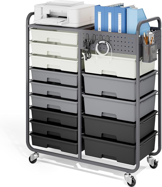 Rolling Storage Cart with Drawers, Storage Organizer Cart with Wheels and by APEXCHASER