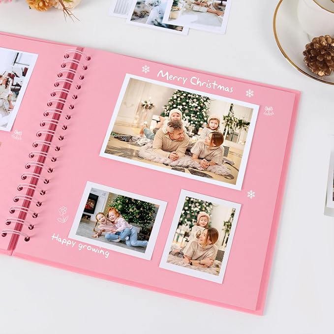 RECUTMS 12x12 Scrapbook 60 Pages Kraft Paper DIY Anniversary Album Pink | 250gsm - Image 2