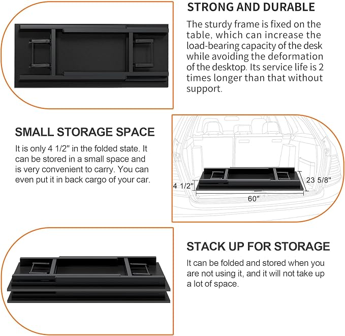 Need Folding Computer Desk, Large 60 inches Folding Table - Image 6