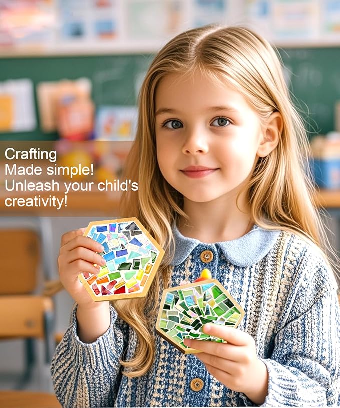 A&H Zier 4-Pack Kids Mosaic Coaster Kit – DIY Arts and Crafts - Image 2