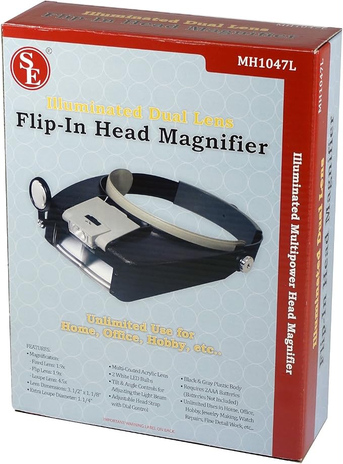 SE Illuminated Dual Lens Flip-in Head Magnifier - Image 2