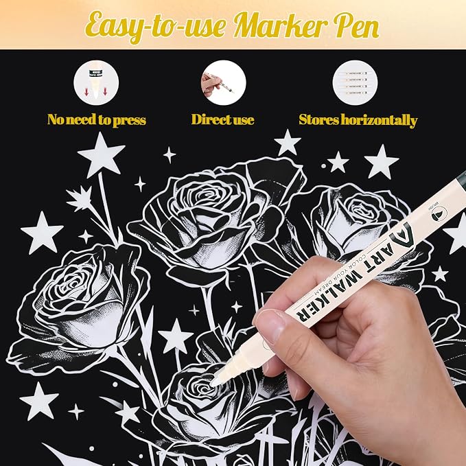 Thboxes White Paint Markers 10 Pack, Dual Tip Acrylic Pens | Fine Tip + Brush - Image 4