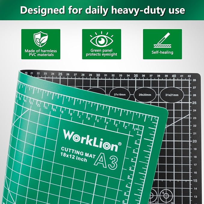 Worklion Self Healing Craft Mat: 18"x12" Rotary Cutting Mat - Image 3