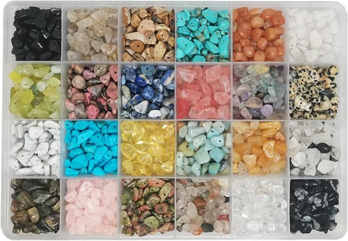 1600Pcs Natural Chip Stone Beads 5-8mm Crystal Bracelet Jewelry Making Kit | by GorgGorho