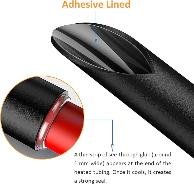 Heat Shrink Tubing Kit 355pcs - 3:1 Adhesive Lined - Electrical Waterproof Industrial Heat Shrink Tape Terminals- Marine Grade Wire Connector Shrink Wrap Tube - 3.15" Length - Black and Red