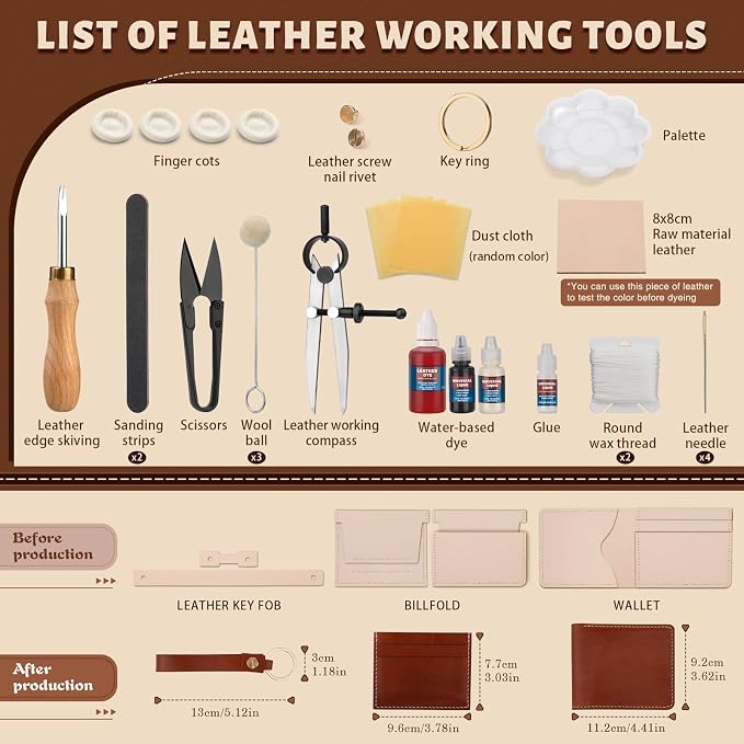 CBHGFEA 51-Piece Leather Working Kit: CBHGFEA Craft Tools Set - Image 2
