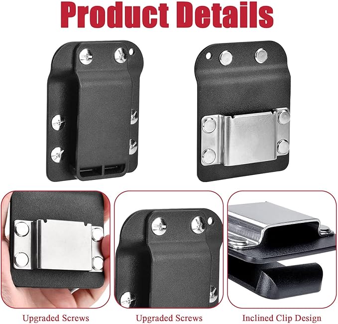 Tape Measure Holder for Belt, Tape Measure Belt Clip, Fits Up to 3" Tool Belt, Suitable for Measuring Tape Drill, Impact Driver Any Tape Holster with a Clip,Quickly Grab or Hang