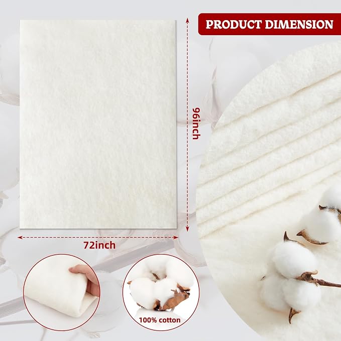 RRKTP Cotton Batting for Quilting，200 g/m² Lightweight Quilt Batting Twin - Image 2