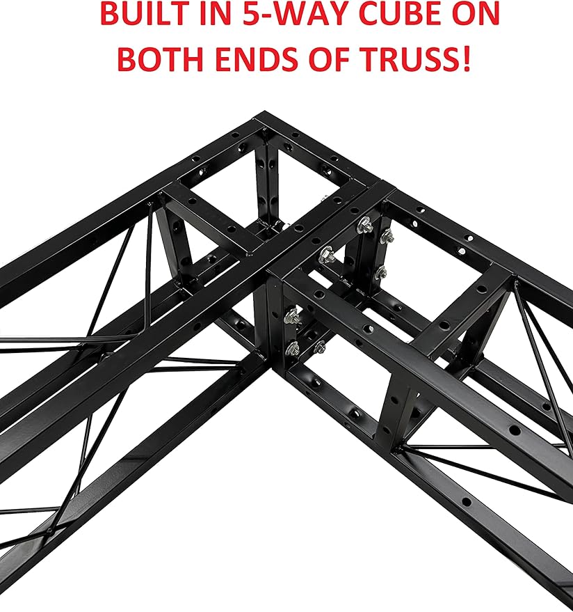 Three (3) 1.5 Meter 4.92 ft. Square 8"x8" Black Trussing Box Truss Section Bolted