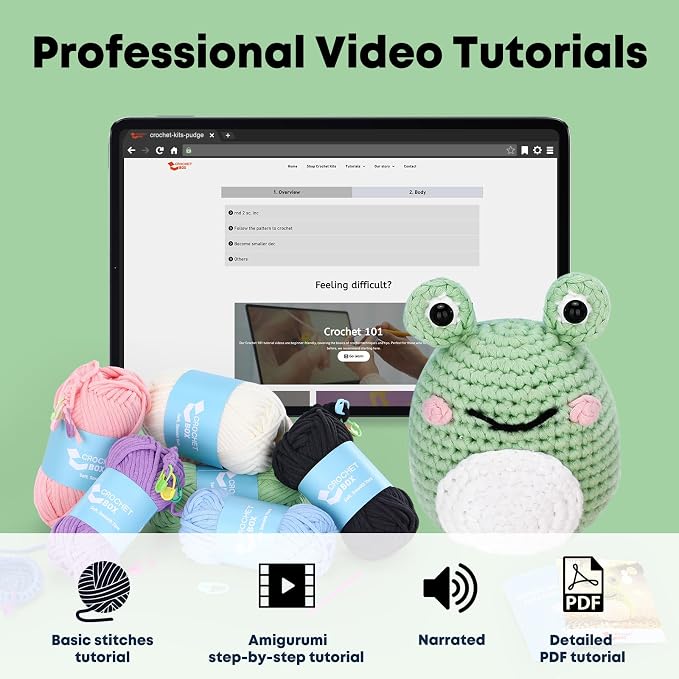 Crochet Kit for Beginners: Frog Crochet Kit for Adults, Learn to Crochet - Image 3