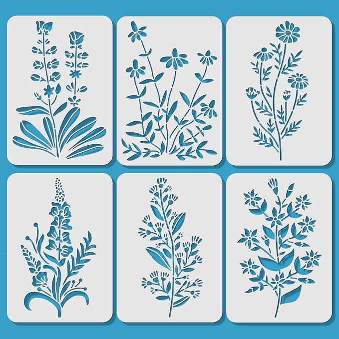 ORIGACH 6 Pcs Field Flowers Stencil - Image 9