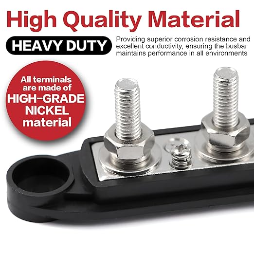 300A Bus Bar 5 Post 12V-48V DC Power Distribution Block,5 * 5/16"(M8) Battery Terminal Studs with Cover and Wire Lugs for Wiring,Automotive,Marine,Battery busbar (Red&Black)