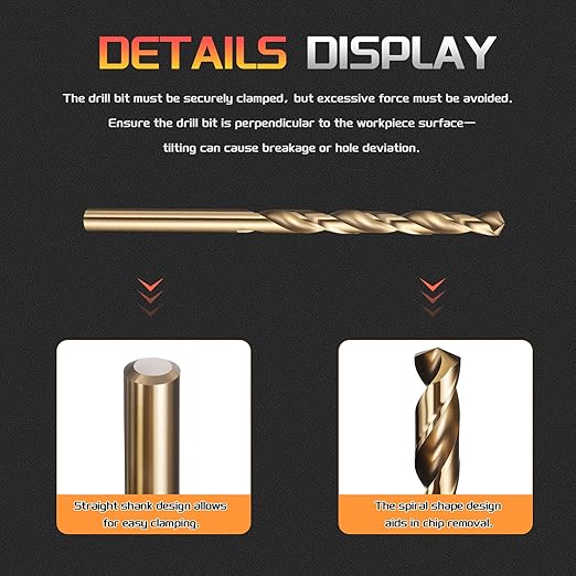 Drill Bit, 1/16" Cutting Diameter (1.588mm), 4241 HSS Black and Gold 118° Cutting Angle Versatile Jobber Bits - (Applications: for Drilling Plastic Wood Soft Thin Metal), 12-Pieces