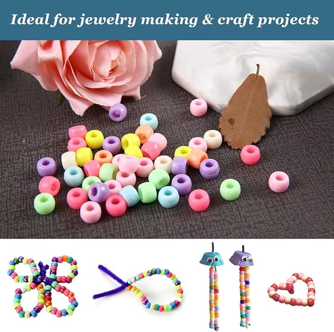 3000+ pcs Pony Beads, Beads for Hair Braids, Beads for Crafts, Plastic Beads - Image 2