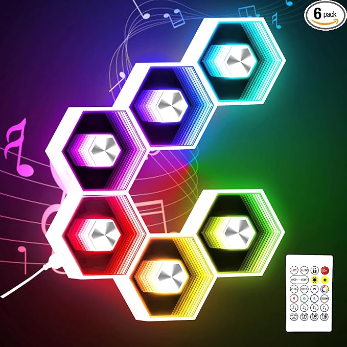 6 Pack Hexagon Lights Wall RGBW Panel by vimeepro