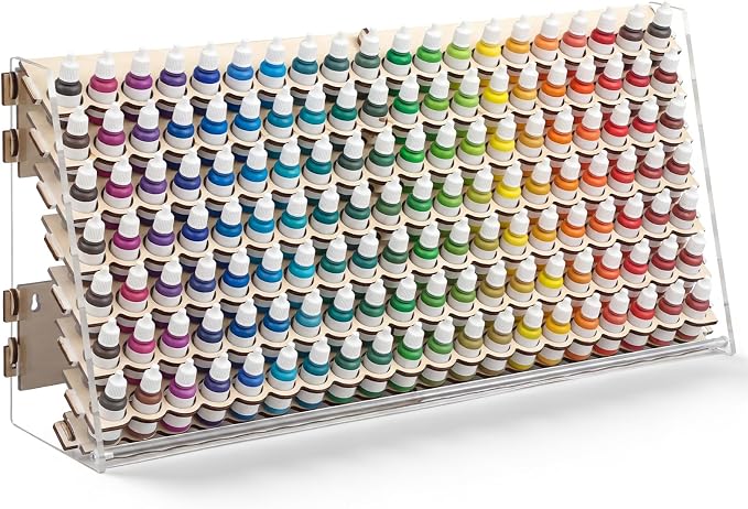Colingmill Wooden Paint Organizer Storage Rack, 140 Holes Miniature Model Paint by Colingmill