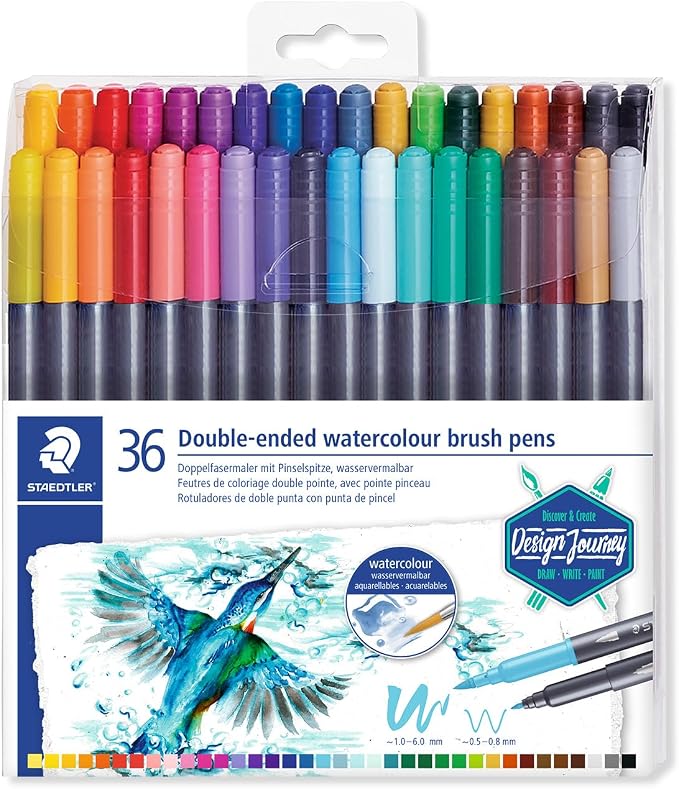 Staedtler Double-Ended Watercolour Brush Pens, Calligraphy by Staedtler