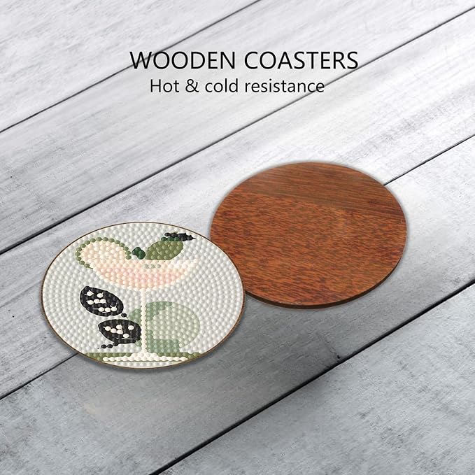 8 Pcs Cocktail Diamond Painting Coasters Kits - Image 6