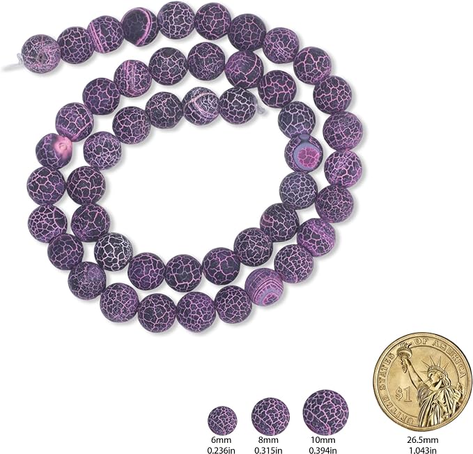 60pcs Natural Matte Purple Oxidized Gemstone Beads，6mm Frosted Round Loose - Image 2
