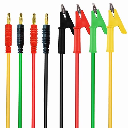 Multimeter Alligator Clips Test Leads,Heavy Duty Banana Plug to Alligator Clips for Multimeter Test Leads for Meter Tester,16AWG 3.28Ft 4PCS.