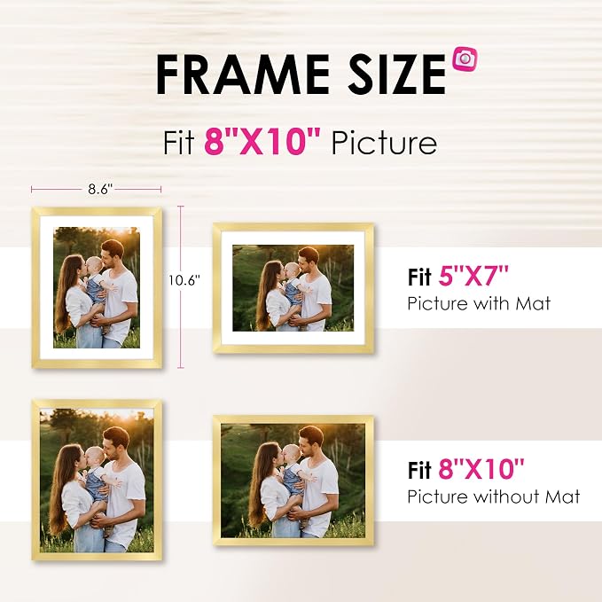 FIXSMITH 8x10 Picture Frame Set of 2, Photo Frame - Image 2