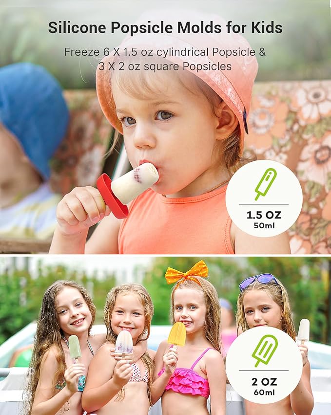 Popsicle Molds for Kids, 9 Pieces Popsicles Molds Silicone BPA- Free Popsicle - Image 3