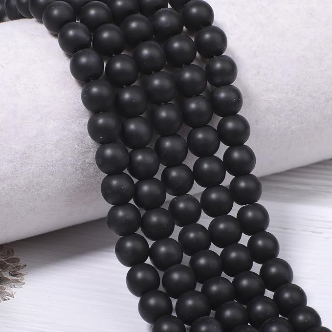 6mm Matte Black Onyx Bead, 15-Inch Matte Round Loose Stone Beads - Image 5
