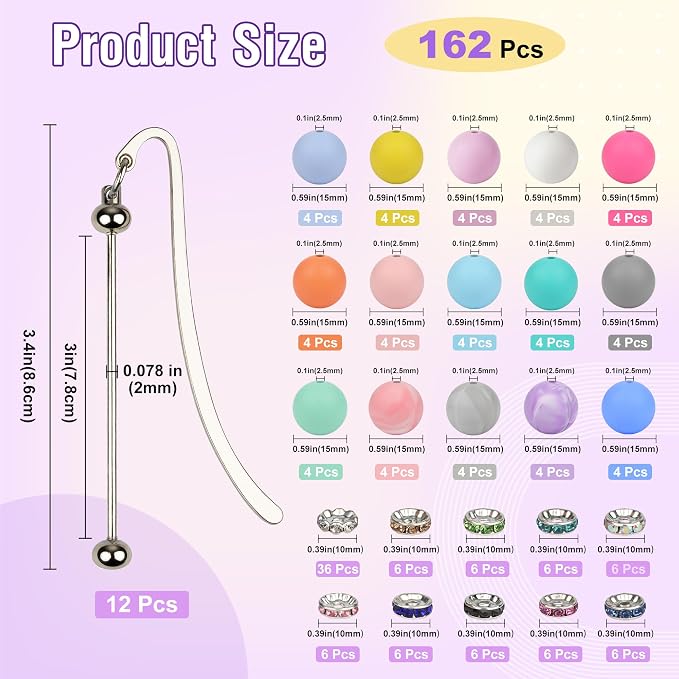 Sandure 162pcs DIY Beadable Metal Bookmarks Craft Kit - Image 2