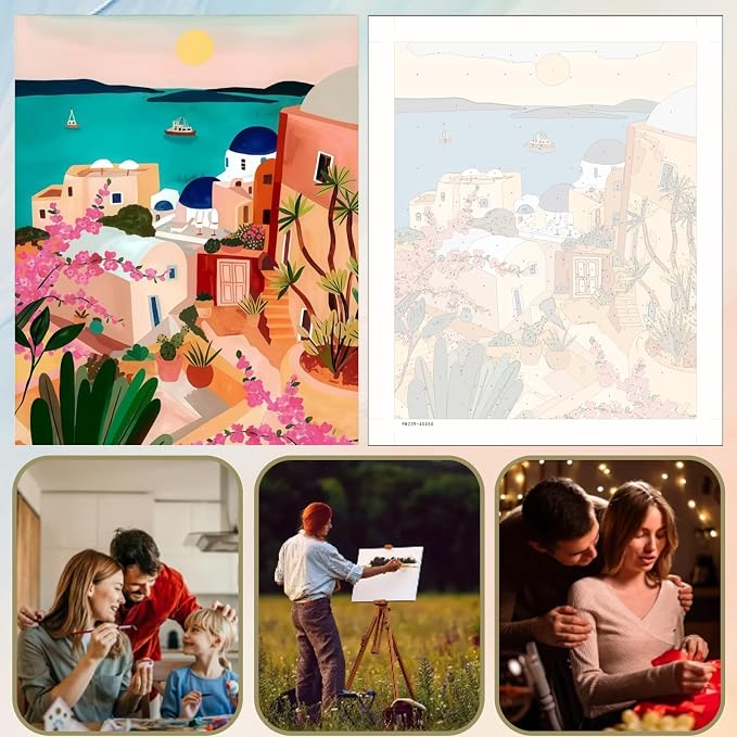 5DDIYART Seaside Town Paint by Numbers - Image 3