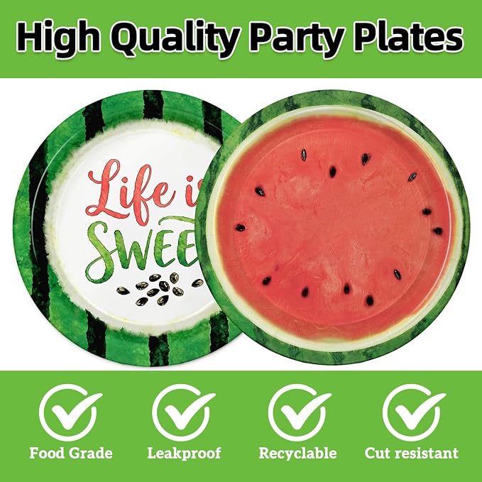 40Pcs Watermelon Birthday Plates and Napkins Set Disposable Fresh Fruit Melon - Image 3