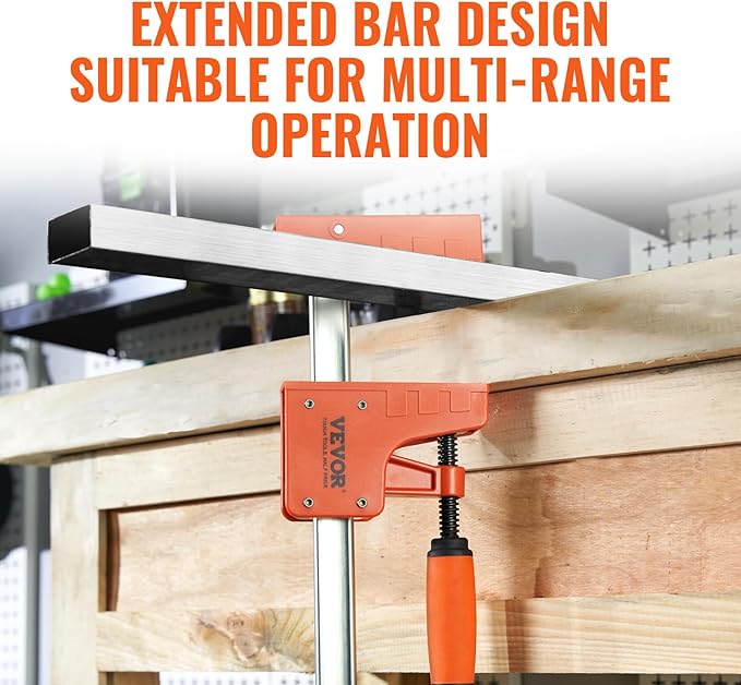 VEVOR Bar Clamps for Woodworking, 2-Pack 50" Parallel Clamp Set, F Clamp with 1100 lbs Load Limit, Even Pressure, High-strength Plastic and Carbon Steel, Wood clamps for Woodworking Metal Working
