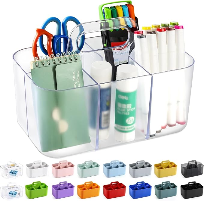 Multiuse Caddy Organizer with Handle, Portable Plastic Tote Bin by AOZITA