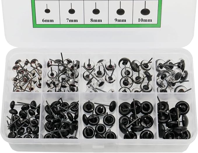 140Pcs Needle Felting Eyes 6-10mm mini Glass Black - Image 3